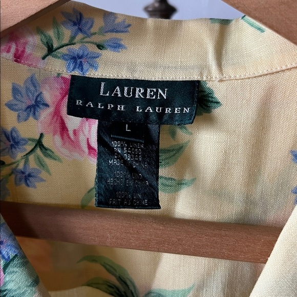 Lauren Ralph Lauren Linen Floral Blouse Size Large - Picture 3 of 4